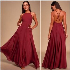 Lulu's Mythical Kind of Love Wine Red Maxi dress